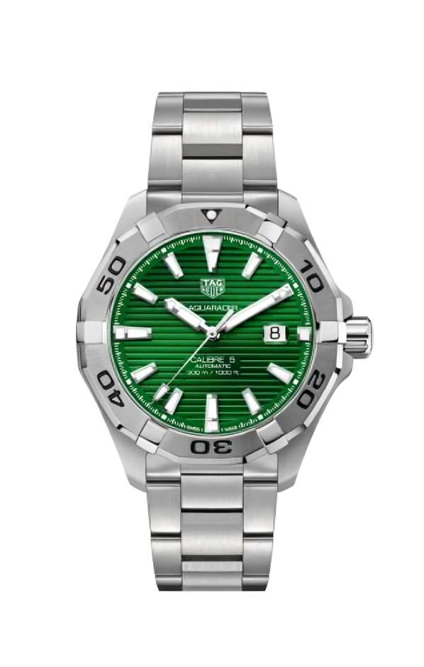 Tag Heuer Aquaracer Men’s Automatic Swiss Made Silver Stainless Steel Green Dial 43mm | WAY2015.BA0927